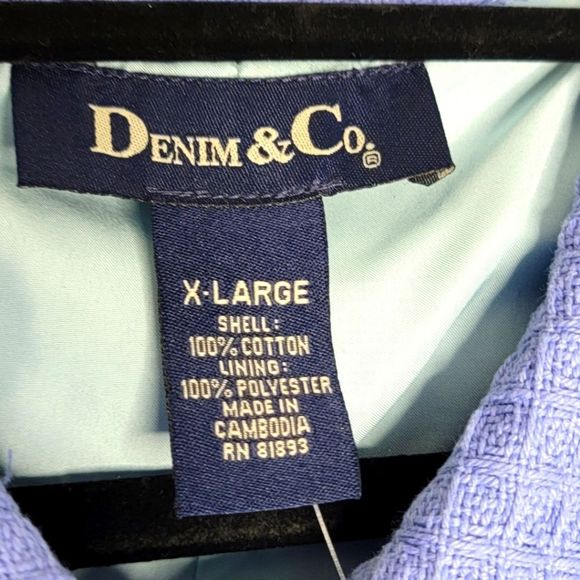 Denim & Co. Blue Waffle Textured Jacket. SIZE XL. #171 - Picture 3 of 6